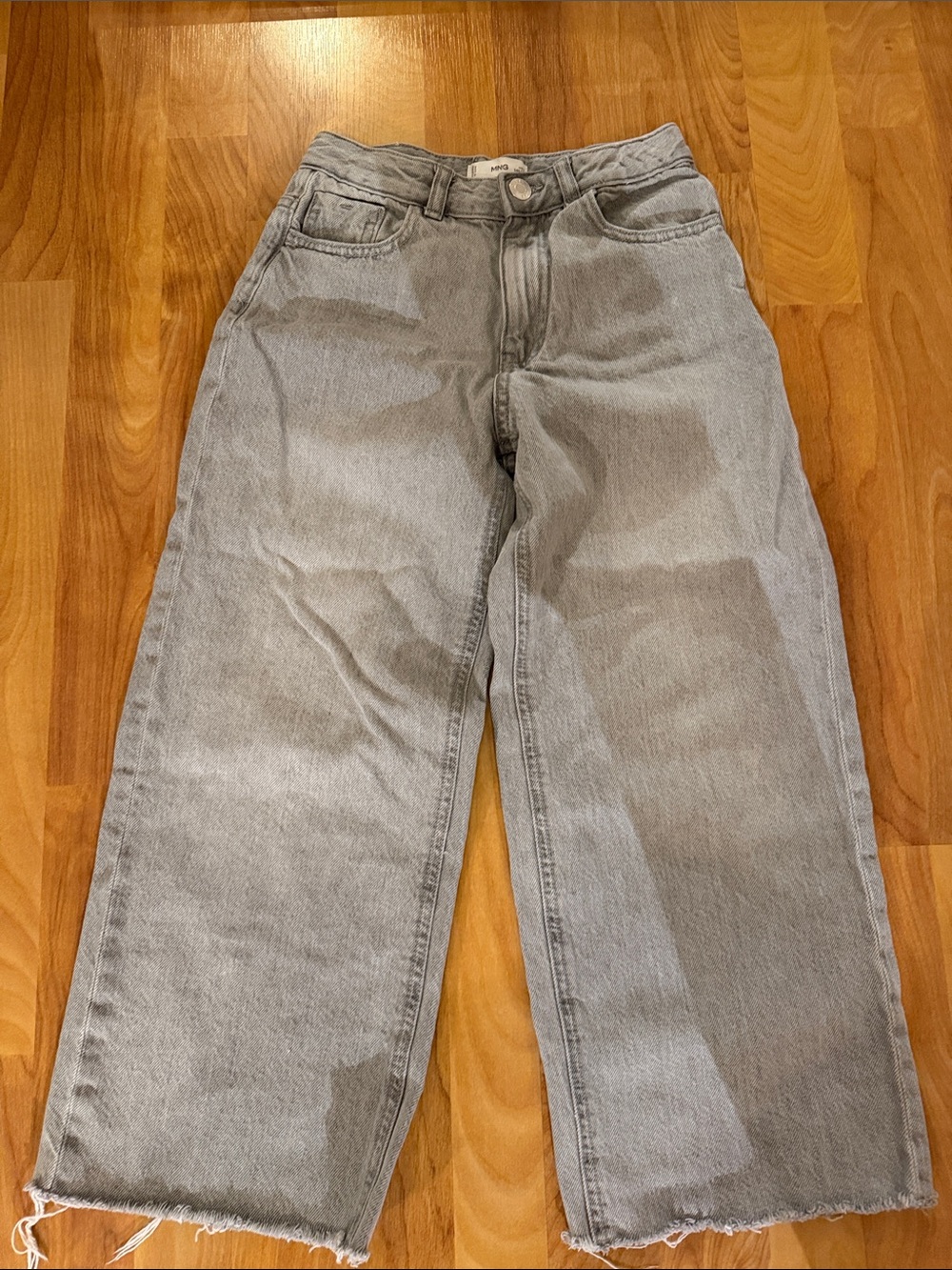 Mango Kids Gray Wide-Leg Jeans